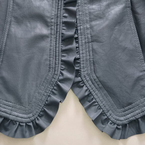 Hot in Hollywood Vegan Leather Blue Short Baddie  Jacket Women’s Size S NWT - Picture 9 of 16